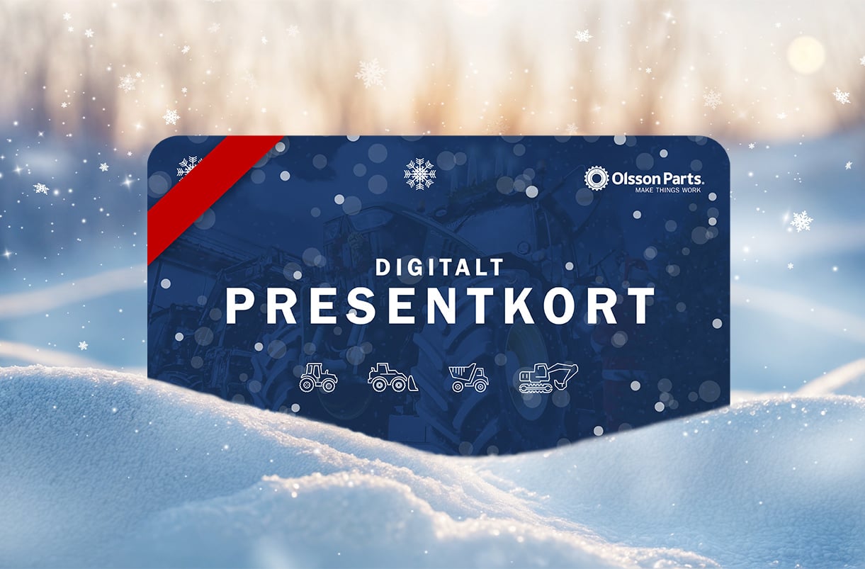 Ett presentkort från Olsson Parts är placerat i snö.