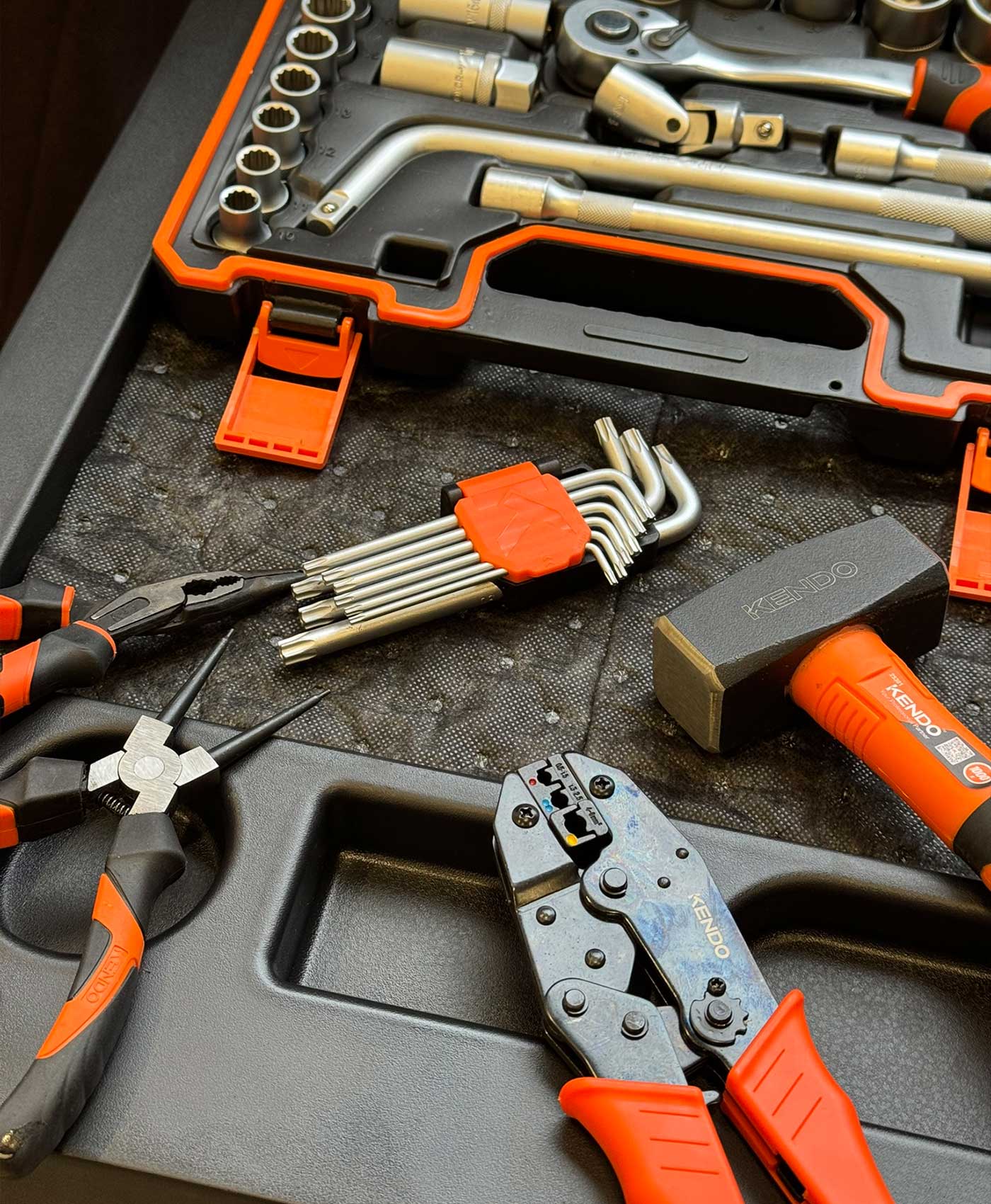 Tools from Kendo are placed on a tool trolley.