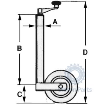 Støttehjul  - 150 kg Ø 48 mm